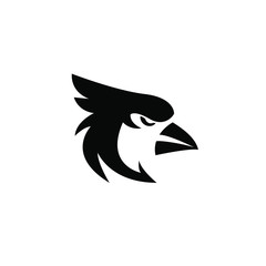 cardinal bird black logo icon design vector