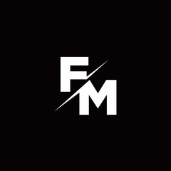 Fototapeta premium FM Logo Letter Monogram Slash with Modern logo designs template