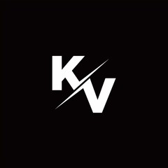 KV Logo Letter Monogram Slash with Modern logo designs template