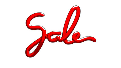 Sale lettering word made by red baloon stripe in cartoon style
