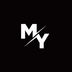 MY Logo Letter Monogram Slash with Modern logo designs template