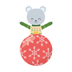 merry christmas celebration cute bear with sweater and ball decoration