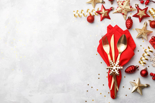 Christmas or new year table setting