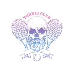 Sketch, skull with tennis racquet