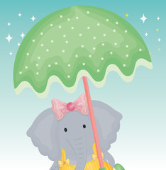 cute elephant with umbrella fantasy fairy tale