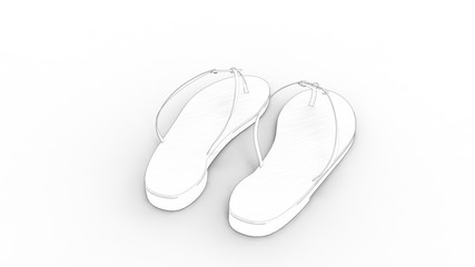 3d rendering of flip flops sandals isolated in studio background