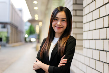 Fototapeta premium Portrait of Beautiful Young businesswoman asian smiling happy for working.