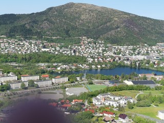 Beautiful Bergen City View from Nattlandskammen Norway