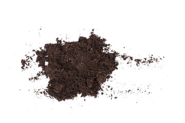 Patch of soil or mud isolated on white background
