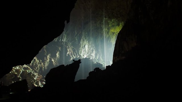 Water Falling from Ceiling of a Huge Deer Cave in Gunung Mulu National Park, Malaysia