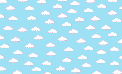 Abstract kawaii Clouds cartoon on blue sky background. Concept for children and kindergartens or presentation
