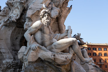 Fountain of the Four Rivers on the Navona square in Rome