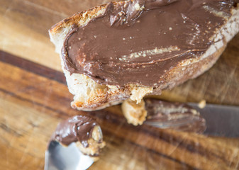 Chocolate and peanut butter toast