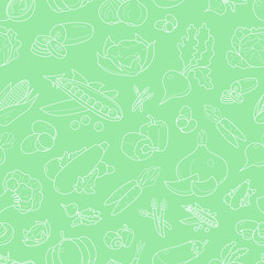 Vegetables background - Vector seamless pattern of vegetarian food and healthy nutrition for graphic design
