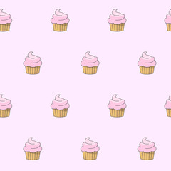 Wrapping paper - Seamless pattern of cupcake, for vector graphic design