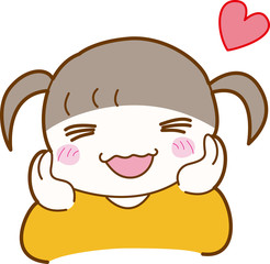 喜ぶ　女の子　かわいい　イラスト　カラフル　コミカル