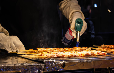 Korean chicken skewers