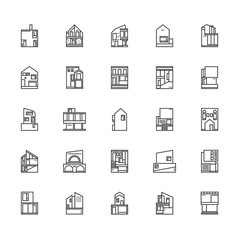 Architecture icon set. Modern house icon. Set of architecture vector outline icon. Pixel perfect style icon.