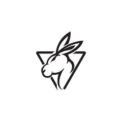 rabbit logo template vector outline style