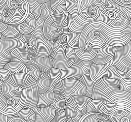 Beautiful abstract vector seamless pattern with wavy figured lines ornament. 