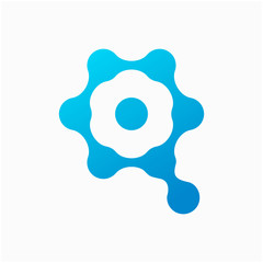 Molecule Initial Letter Q Logo Design Inspiration Vector Illustration. Technology logo in the form of atoms. network connection icon, share symbol design - vector