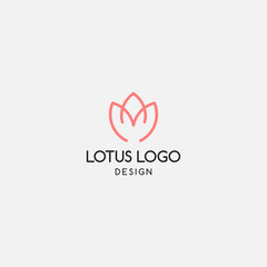 natural linear logo template. lotus, flower, leaf, vector 