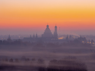 Naklejka premium New Jerusalem Monastery at sunrise, Istra, Moscow Region.