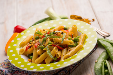 pasta with mixed vegetables and curry