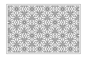 Decorative card for cutting. Linear geometric mosaic pattern. Laser cut. Ratio 2:3. Vector illustration.