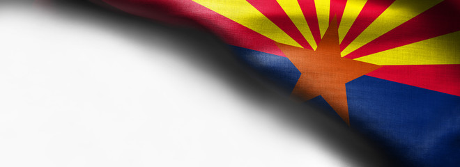 Fabric texture of the Arizona Flag background - flag on white background - right top corner - free...