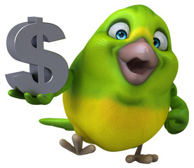 Fun green bird - 3D Illustration