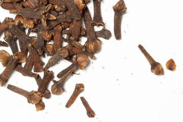 Heap cloves with white background