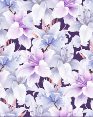 Elegant beautiful watercolor magnolia flower and seamless pattern