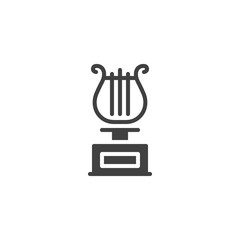 Music award harp vector icon. filled flat sign for mobile concept and web design. Music Award Trophy glyph icon. Symbol, logo illustration. Vector graphics