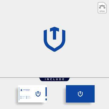 Initial T U Shield Logo Template Vector Design