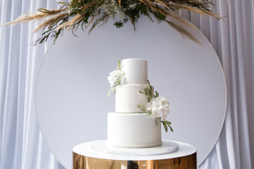 Magnificent bisexual cake for brides and guests - obrazy, fototapety, plakaty
