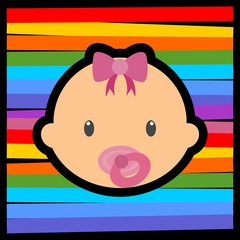 Cute baby face  icon isolated on colored background