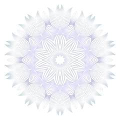 Beautiful Round Flower Mandala. Vector illustration. White gold color. For Design, Greeting Card, Invitation, Coloring Book. Arabic, Indian, Motifs.