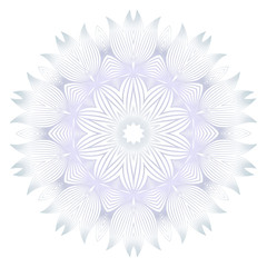 Beautiful Round Flower Mandala. Vector illustration. White gold color. For Design, Greeting Card, Invitation, Coloring Book. Arabic, Indian, Motifs.