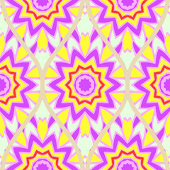 Seamless floral geometric pattern. Vector illustration. Bright color ornament