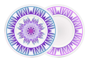 Set of two round ornament with decorative mandala. Vector illustration