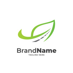 green road logo design vector, nature logo template