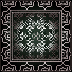 Background, Geometric Pattern With Ornate Lace Frame. Illustration. For Tablecloth, Scarf Print, Fabric, Covers, Scrapbooking, Bandana, Pareo, Shawl.