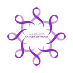 Obraz premium Cancer ribbon lavender or purple color representing the support of tackling cancers