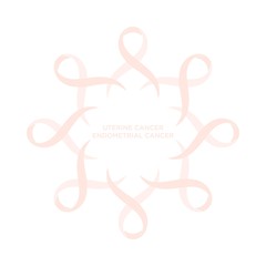 Cancer ribbon peach color representing the support of tackling cancers