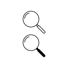 Magnifying glass and search icon set. Vector illustration.