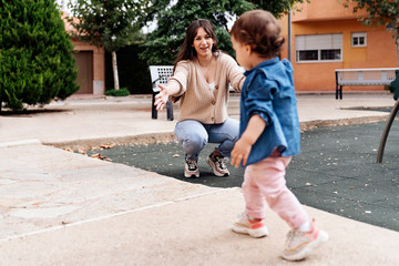 Happy family having fun at park