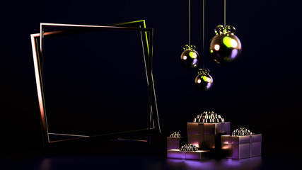 Beautiful luxury New Year Christmas holiday background. 3d illustration, 3d rendering. 3d ..illustration, 3d rendering.