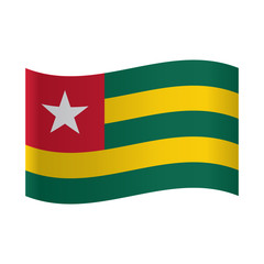 Togo flag, official colors and proportion correctly. National Togo flag. Raster illustration.