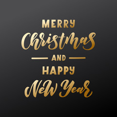 Merry Christmas and happy New Year hand drawn lettering